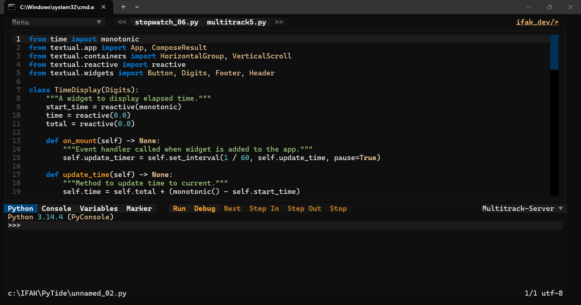 Pythoneditor mit Syntax Highlighting