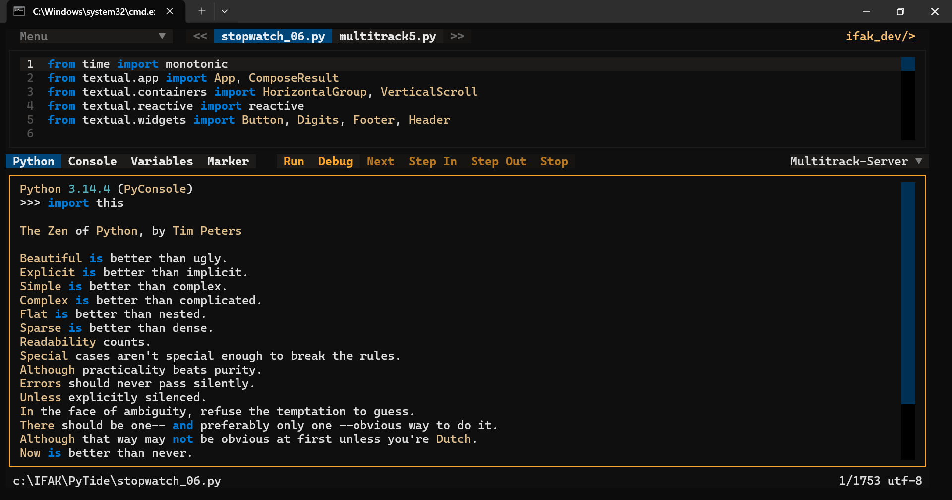 integrierte Python Konsole